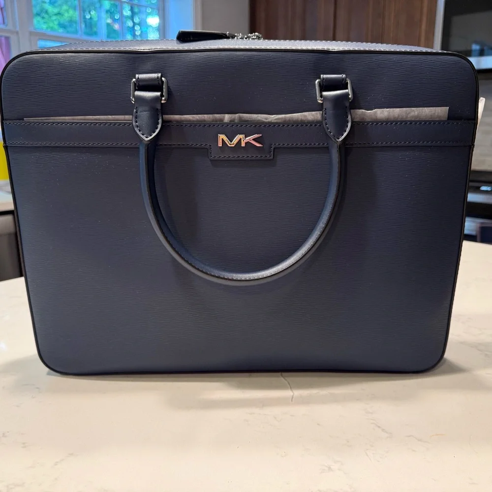NWT Michael Kors Navy Blue Cooper Laptop Briefcase